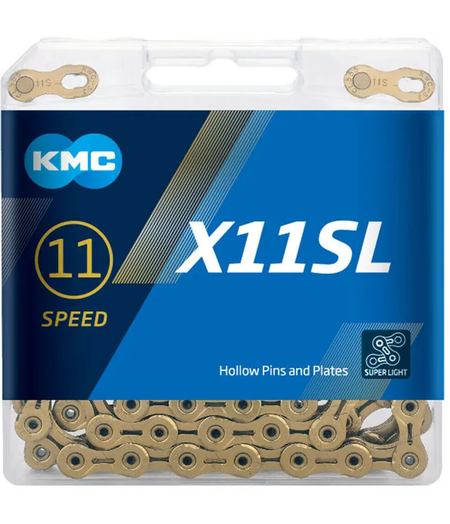 KMC 11 Speed X-Superlight Chain, X11SL, X-SERIES, TI-N GOLD (CHAIN 1/2 x 11/128 x 118 links)