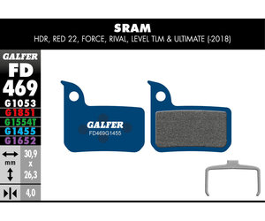 FD469 Brake Pads (G1455 Road Compound) SRAM Red 22, Force, Rival, Level TLM & Ultimate (-2018) - Pair