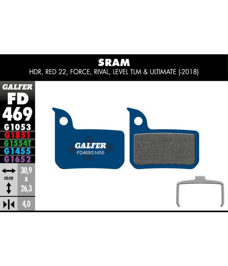 Galfer FD469 BRAKE PADS SRAM RED 22, FORCE, RIVAL, LEVEL TLM & ULTIMATE (-2018) (G1455 Road) Pair