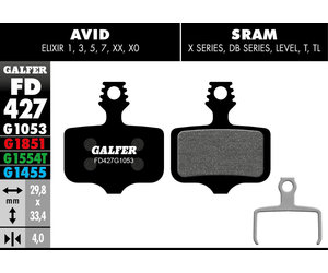 FD427 Brake Pads (G1053 Standard Compound) Avid Elixir, SRAM Level, Force/Red eTap AXS - Pair