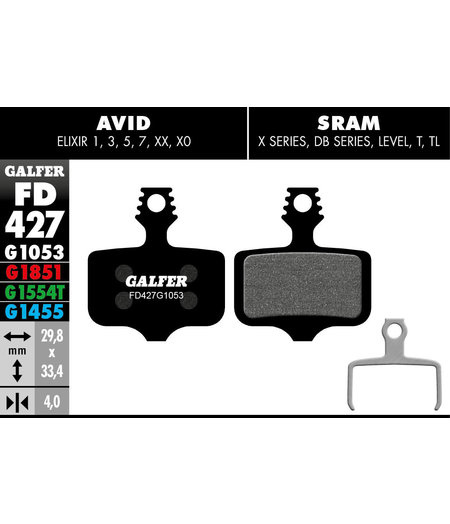 Galfer FD427 Brake Pads (G1053 Standard Compound) Avid Elixir, SRAM Level, Forec/Red eTap AXS - Pair