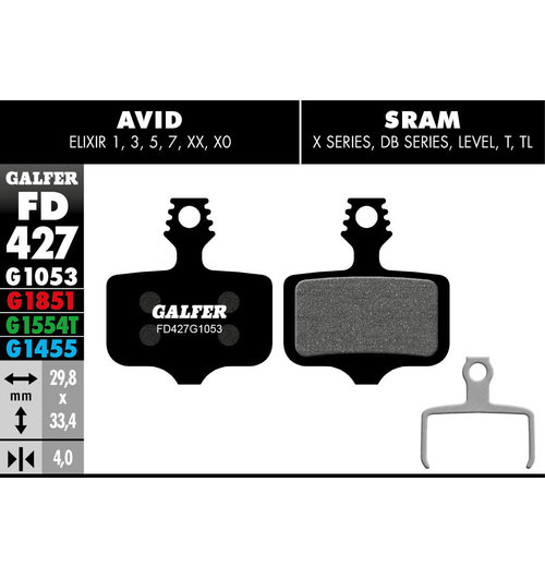 Galfer FD427 Brake Pads (G1053 Standard Compound) Avid Elixir, SRAM Level, Forec/Red eTap AXS - Pair