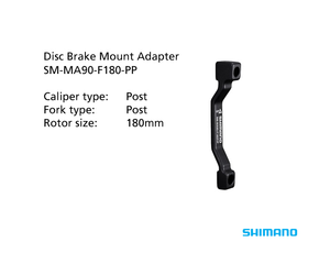 SM-MA90-F180-PP Disc Brake Adapter 180mm, Caliper: Post Frame / Fork Mount: Post w/Mounting hardware