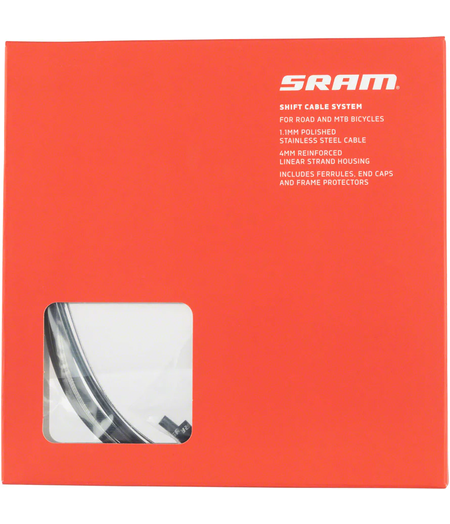 SRAM Stainless Steel Shift Cable and Housing Kit - Road/MTB, 4mm, Reinforced Linear Strand, Black