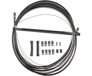 Stainless Steel Shift Cable and Housing Kit - Road/MTB, 4mm, Reinforced Linear Strand, Black