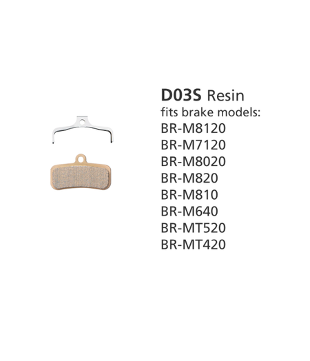 Shimano BR-M8020 Resin Pad & Spring D03S-RX also BR-M820/BR-M640 BR-M810/BR-MT520