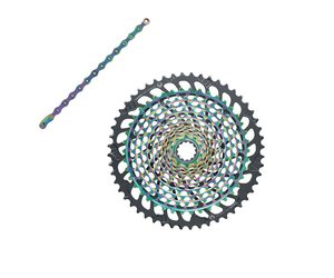 Eagle 12-Speed Rainbow Chain & Cassette Combo w/ XG-1299 10-52T cassette & 126 link chain