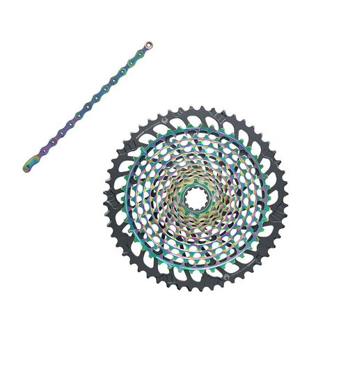 SRAM Eagle 12-speed Rainbow Chain & Cassette Combo w/ XG-1299 10-52T cassette & 126 link chain