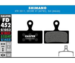 FD452 Brake Pads (G1053 Standard Compound) Shimano XTR, SLX, Deore XT (M785) SLX - Pair