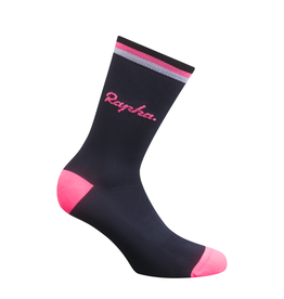 Rapha Logo Socks Dark Navy / High-Vis Pink / White