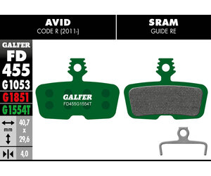FD455 Brake Pads (G1554T Pro Compound) Avid Code R (2011-), SRAM Code R, RSC, Guide RE - Pair