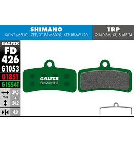 Galfer FD426 Brake Pads (G1554T Pro Compound) Shimano XTR (9120) Saint, Zee - Pair