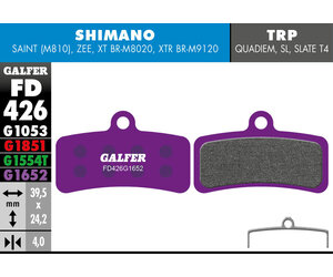 FD426 Brake Pads (G1652 E-Bike Compound) Shimano XTR (9120) Saint, Zee - Pair