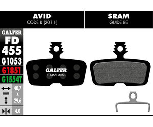 FD455 Brake Pads (G1053 Standard Compound) Avid Code R (2011-) SRAM Code R, RSC, Guide RE - Pair
