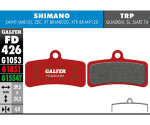 FD426 Brake Pads ( G1851 Advanced Compound) Shimano XTR (9120) Saint, Zee - Pair
