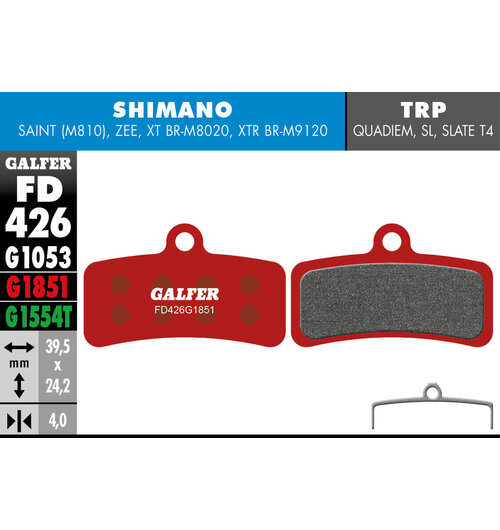 Galfer FD426 Brake Pads ( G1851 Advanced Compound) Shimano XTR (9120) Saint, Zee - Pair