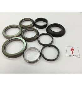 Specialized Headset Tarmac SL5 Complete Kit, 1-1/8" Upper (45x45 Deg), all Lower Bearing Sizes (1-1/4", 1-3/8", 1.5" - 45x45 Deg), 48mm Carbon Cover, w/ Carbon Spacers