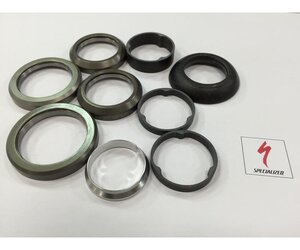Headset Tarmac SL5 Complete Kit, 1-1/8" Upper (45x45 Deg), all Lower Bearing Sizes (1-1/4", 1-3/8", 1.5" - 45x45 Deg), 48mm Carbon Cover, w/ Carbon Spacers