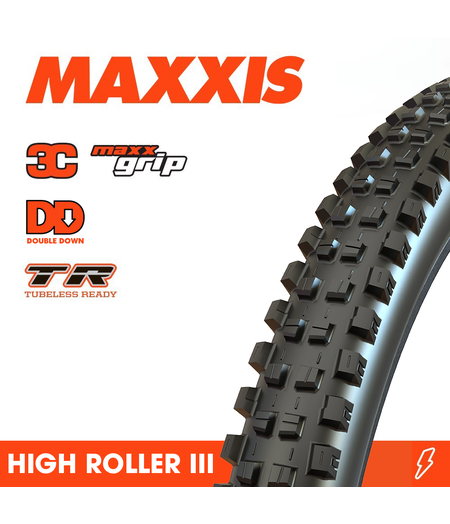 Maxxis High Roller III - 29 x 2.40 3C Grip DD TR (New for 2024) Folding 120x2TPI E-25