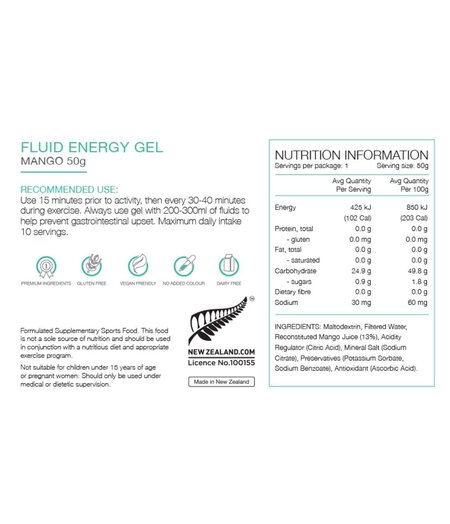 Pure Fluid Energy Gel 50g - Mango