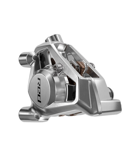 SRAM Disc Brake Caliper Assembly Red E1 AXS eTap - Flat Mount 2-Piece Front/Rear Silver, Including Brake Pads (No hose)