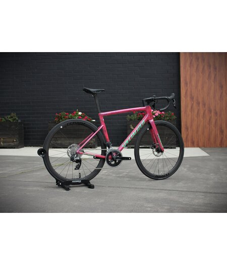 Specialized Tarmac SL8 Expert Custom Build w/ SRAM Rival AXS - Gloss Carbon / Metallic Vivid Pink Strata , Size 52cm