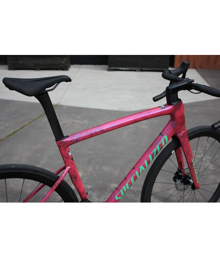 Specialized Tarmac SL8 Expert Custom Build w/ SRAM Rival AXS - Gloss Carbon / Metallic Vivid Pink Strata , Size 52cm