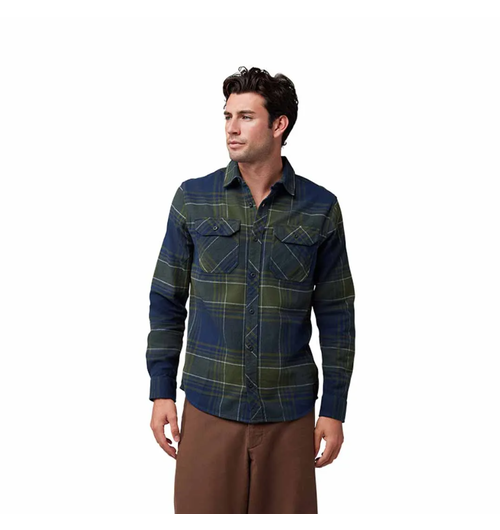 FOX Racing Apparel Traildust Long Sleeve Flannel Shirt Midnight Blue