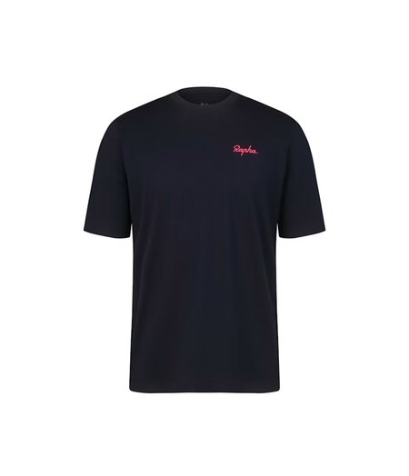 Rapha Men's Logo T-Shirt Dark Navy/Hi-Vis Pink