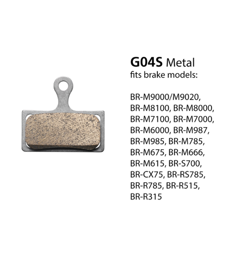 Shimano BR-M8000 G04S-MX Disc Brake Pads and Springs - Metal Compound, Stainless Steel Back Plate, One Pair