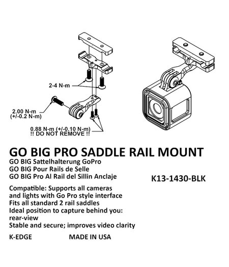 K-Edge *New* GO BIG Pro Saddle Rail Mount