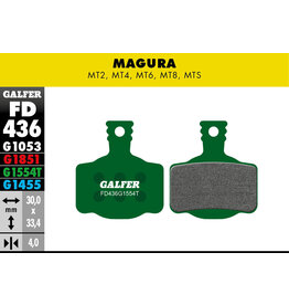 Galfer FD436 Brake Pads (G1554T Pro Compound) Magura MT2, 4, 6, 8 & Campagnolo H11