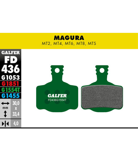 Galfer FD436 Brake Pads (G1554T Pro Compound) Magura MT2, 4, 6, 8 & Campagnolo H11