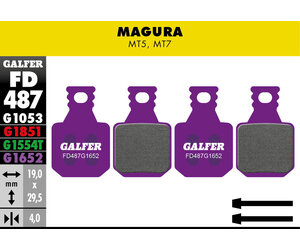 FD487 Brake Pads (G1652 E-Bike Compound) Magura MT5, MT7 - Pair