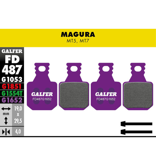 Galfer FD487 Brake Pads (G1652 E-Bike Compound) Magura MT5, MT7 - Pair