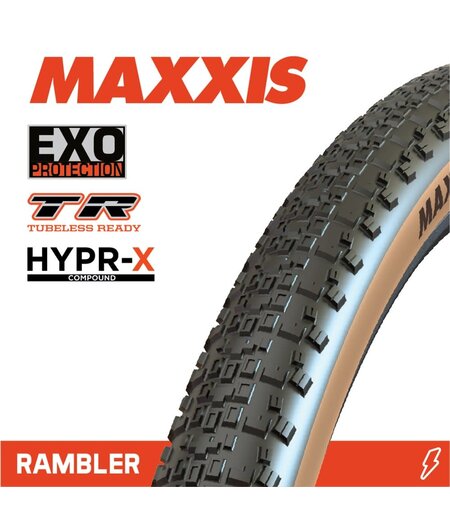 Maxxis Rambler 700 x 45mm (new for 2025) HYPR-X EXO TR Tanwall Folding 120TPI