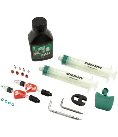 SRAM Standard Mineral Oil Bleed Kit V2 (Includes 2 Standard Syringes, M4 Fittings, Bleed Blocks, Torx Tool,  Crowfoot, Bleeding Edge Fitting, Maxima Mineral Oil) - DB8 / Maven / Motive