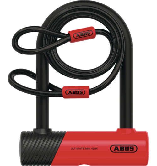 Abus Ultimate Mini 420K Key U-Lock (150HB 140x14mm) +USH Bracket & Cobra 120cm x 10mm Cable - Level 10