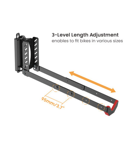 BIKE RAKZ Ezi-Adjust Wall Mount Bike Storage Rack - Black