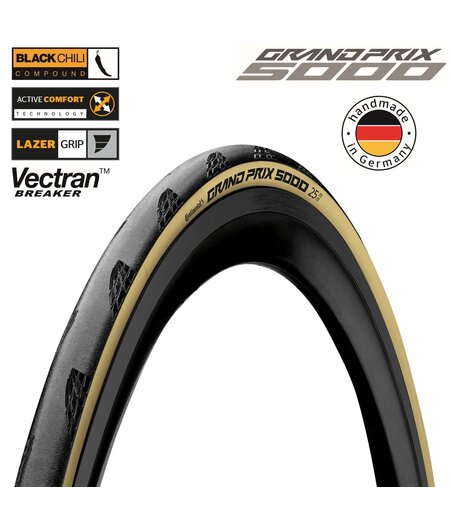 Continental Grand Prix 5000 Folding Road Tyre Cream ( GP5000 )