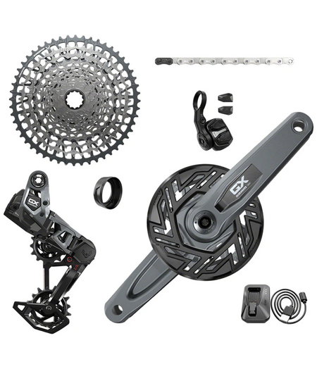 SRAM GX Eagle T-Type E-MTB AXS Groupset - Bosch 160mm ISIS Crank Arms 36T with Clip-On Guard, Derailleur, Shifter, 10-52t Cassette