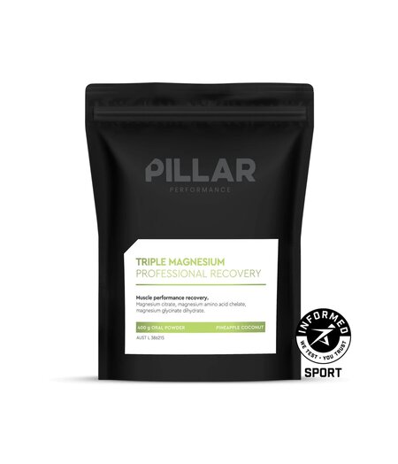 Pillar Performance Triple Magnesium Professional Recovery Powder Pineapple Coconut Value Pack (400g) POUCH