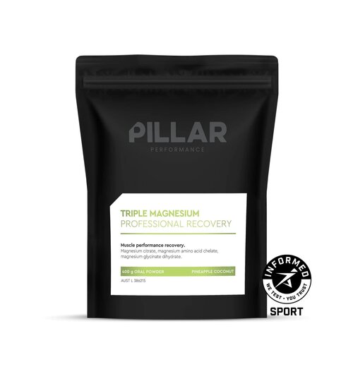 Pillar Performance Triple Magnesium Professional Recovery Powder Pineapple Coconut Value Pack (400g) POUCH