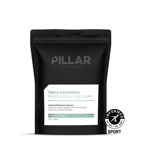 Pillar Performance Triple Magnesium Professional Recovery Powder Lemon Lime Value Pack (400g) POUCH