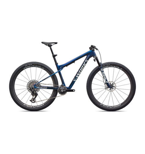 Specialized S-Works Epic World Cup Gloss Carbon Cyan Blue / Metallic White Silver