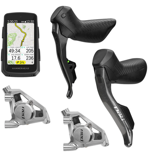 SRAM Red E1 eTap AXS Upgrade Kit - Right and Left HRD Shift/Brake Levers, Flat Mount Calipers, Hammerhead Karoo