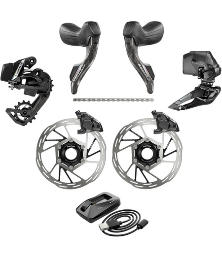SRAM Force E1 AXS 2X Electronic HRD groupset (Left + Right Shift/Hyd ED FM, CN 114l, RD 36T, FD, Paceline A2 CL 160mm, Batt & Charger)