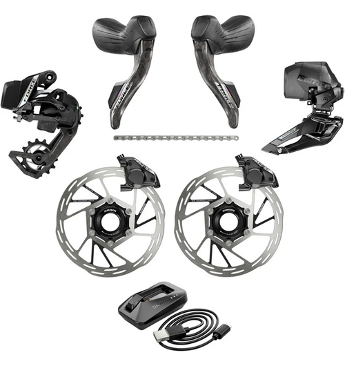 SRAM Force E1 AXS 2X Electronic HRD groupset (Left + Right Shift/Hyd ED FM, CN 114l, RD 36T, FD, Paceline A2 CL 160mm, Batt & Charger)