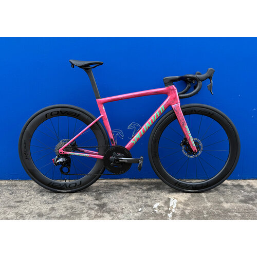 Specialized *USED* Tarmac SL8 Pro Custom Build SRAM Force / Classified Hub Gloss Carbon / Metallic Vivid Pink Strata / Electric Green, size 54cm