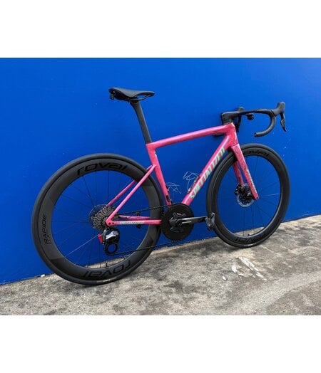 Specialized *USED* Tarmac SL8 Pro Custom Build SRAM Force / Classified Hub Gloss Carbon / Metallic Vivid Pink Strata / Electric Green, size 54cm